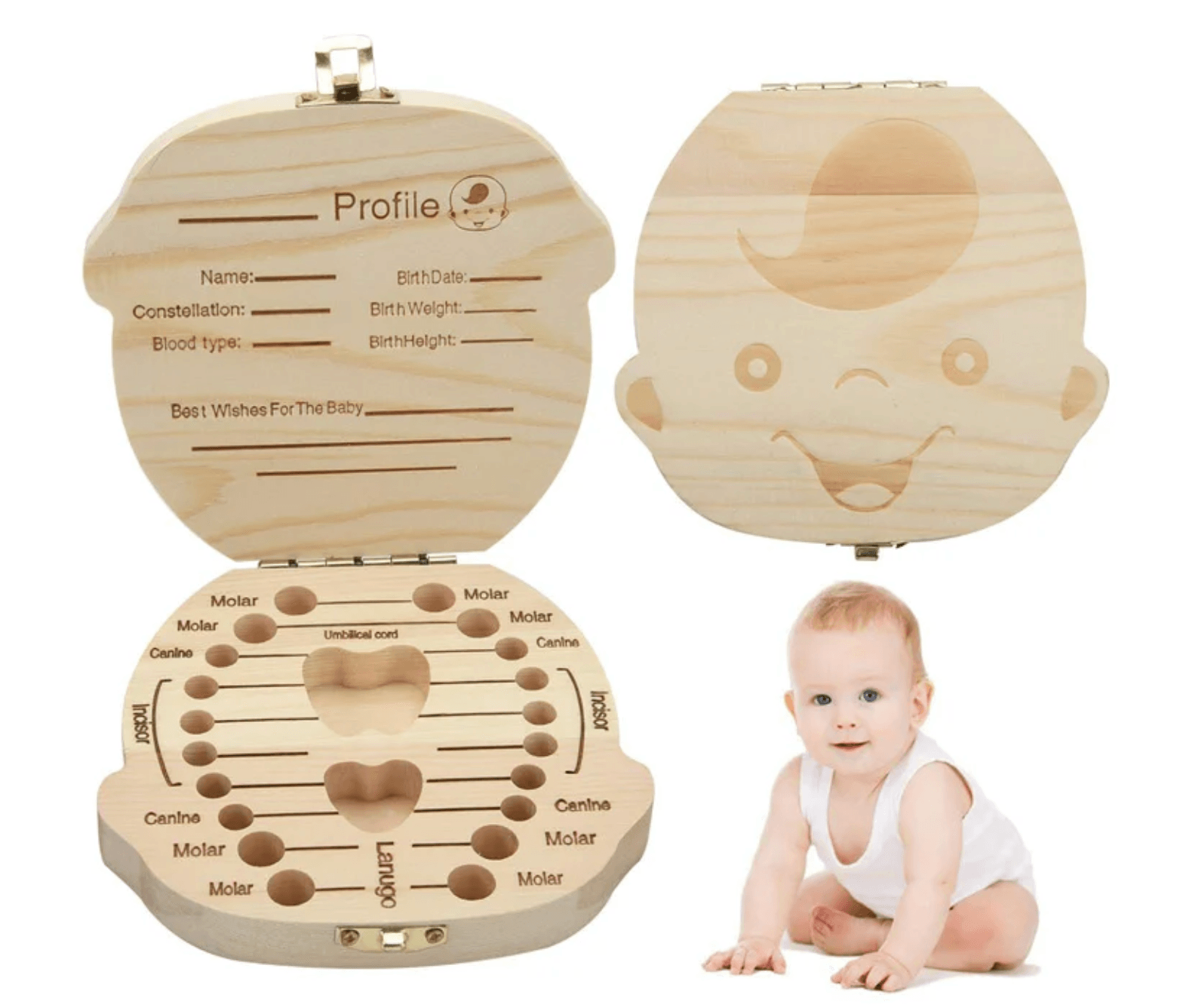 Wooden Baby Tooth Keepsake Box - SOALSA