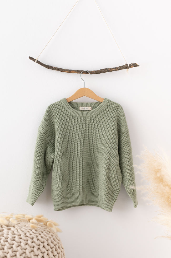 SOALSA olive green knitted sweater for kids perfect for božični puloverji za otroke festive wear