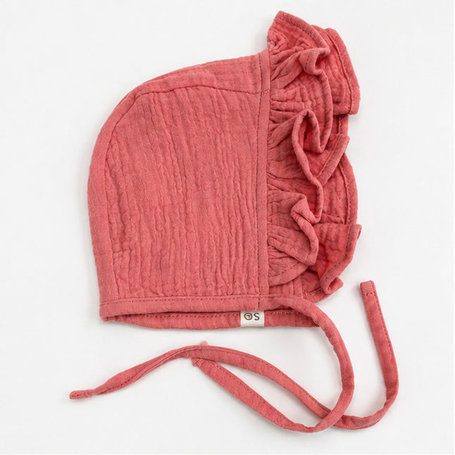 Vintage Pink Baby Muslin Bonnet