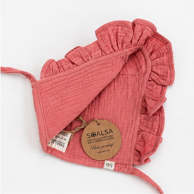 Vintage Pink Baby Muslin Bonnet