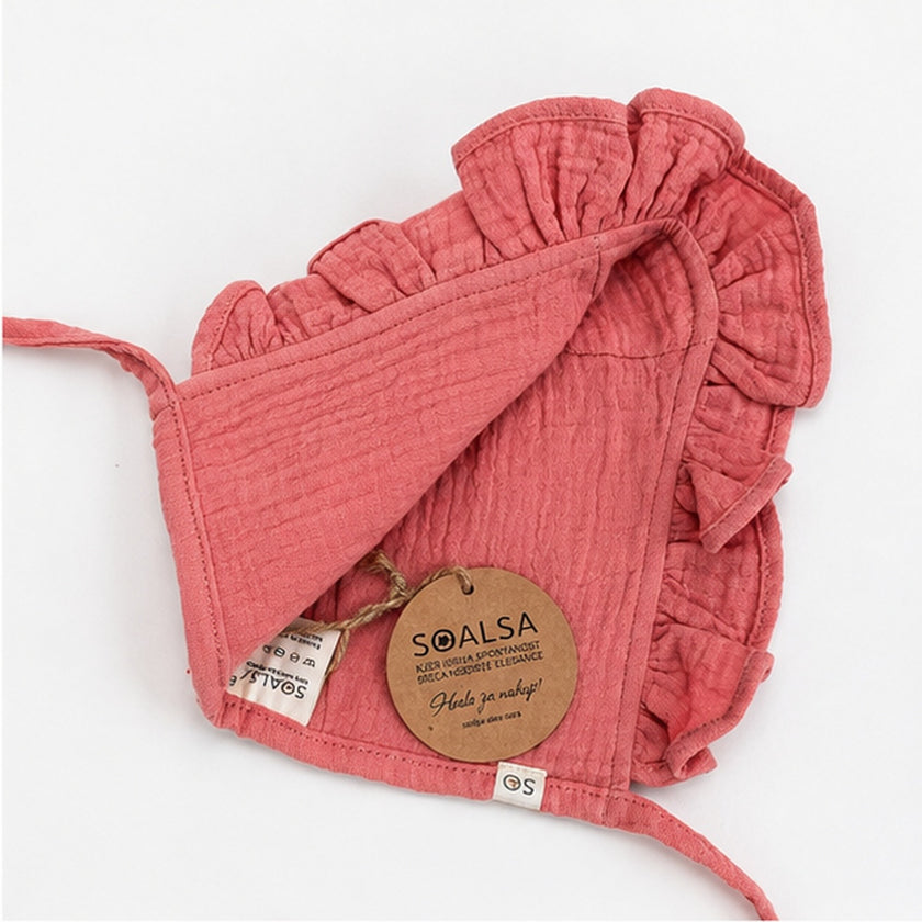 Vintage Pink Baby Muslin Bonnet