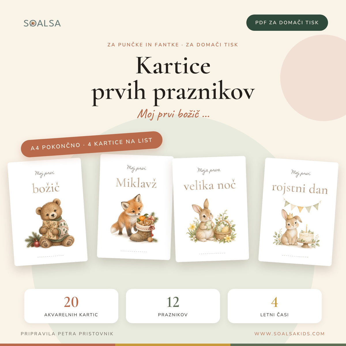 Kartice prvih praznikov za dojenčke – PDF za tisk