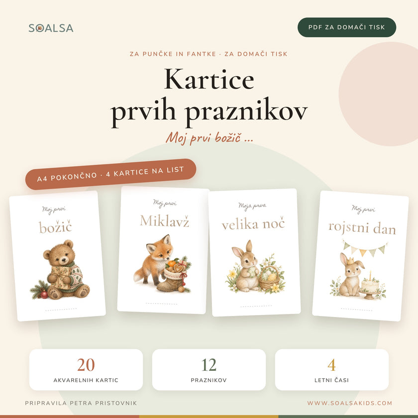 Kartice prvih praznikov za dojenčke – PDF za tisk