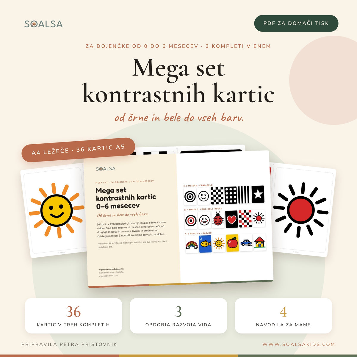 Mega set kontrastnih kartic za dojenčke 0–6 mesecev