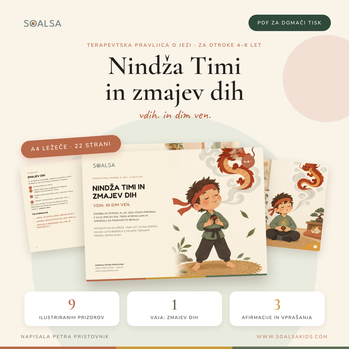 Nindža Timi in zmajev dih – terapevtska zgodba o jezi (PDF, 4–8 let)
