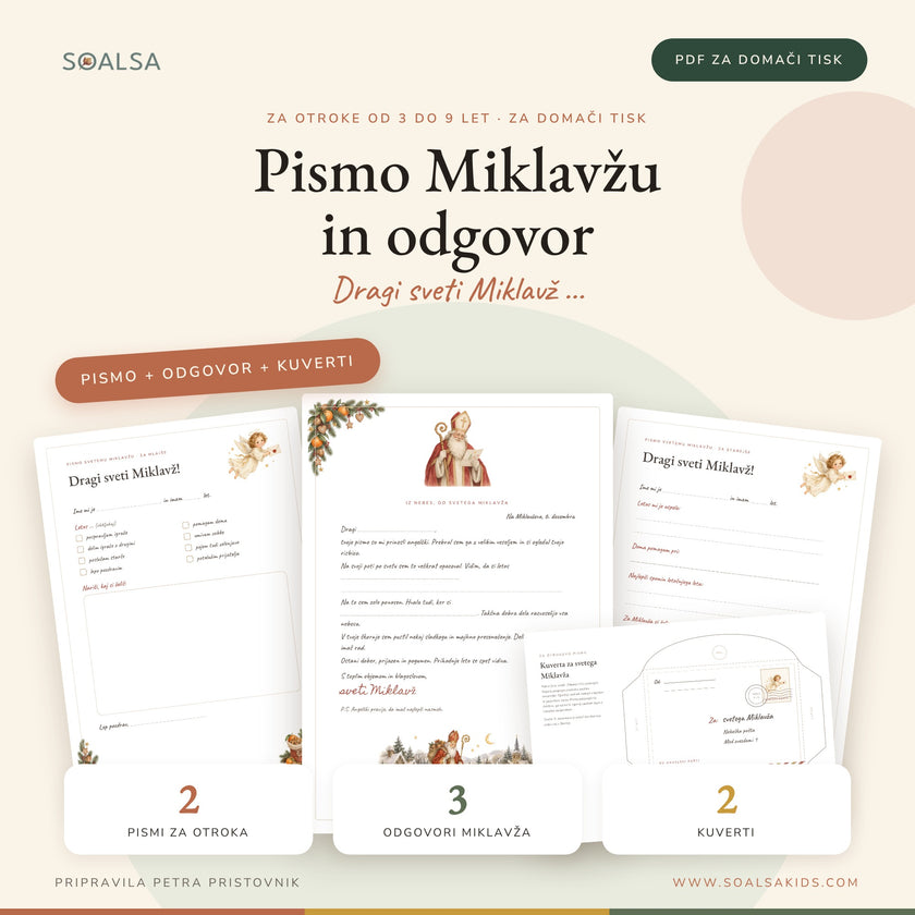 Pismo Miklavžu in Miklavžev odgovor – PDF za tisk