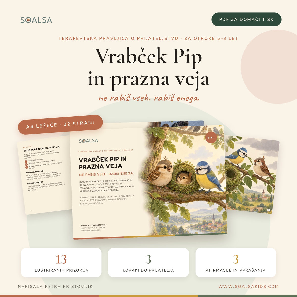 Vrabček Pip: terapevtska pravljica za otroke, ki jih vrstniki odrivajo PDF (5-8 let)